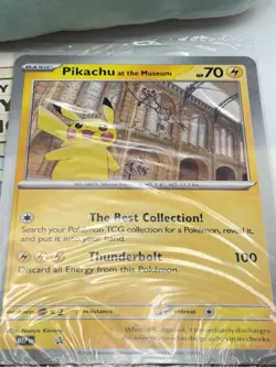 National history exclusive Pokemon card Pikachu at the museum and plush toy - Image 2