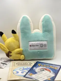 National history exclusive Pokemon card Pikachu at the museum and plush toy - Image 3