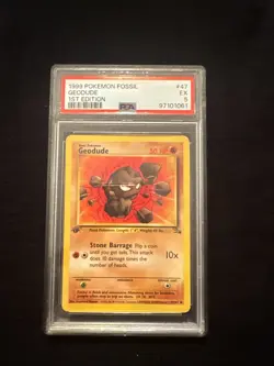1999 Pokemon Fossil Geodude 1st Edition #47 PSA 5 - Image 1