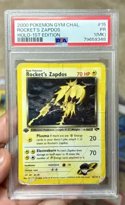 2000 Pokemon Gym Challenge Rocket's Zapdos 1st Edition Holo #15 PSA 1 MK - Image 1