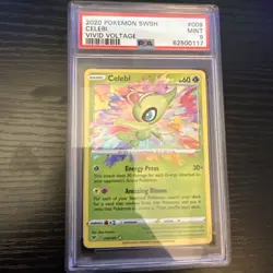 PSA 9 CELEBI AMAZING RARE #009 POKEMON SWORD & SHIELD VIVID VOLTAGE MINT - Image 1