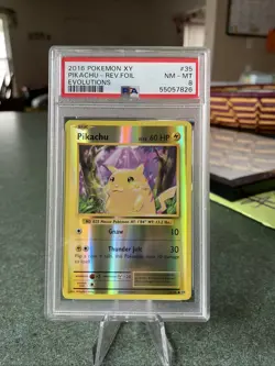 2016 Pokemon XY Evolutions Reverse Foil Pikachu 35/108 Holo Rare PSA 8 - Image 1
