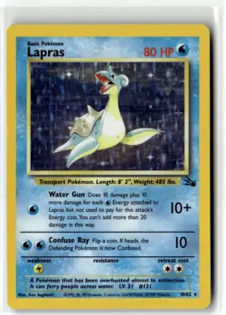 Lapras ⭐ 10/62 Holo Rare Fossil 1999 Pokemon LP - Image 1
