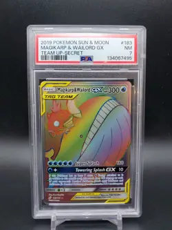 2019 Magikarp & Wailord GX 183/181 Team Up Rainbow Secret Rare PSA 7 Pokemon TCG - Image 1