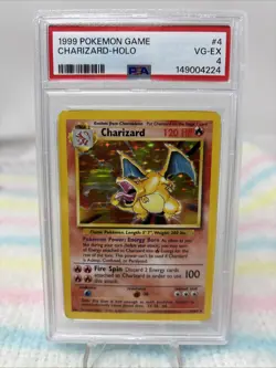 Charizard Pokemon 1999 Holo Base Set Unlimited English 4/102 PSA 4 - Image 1