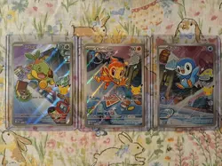 Pokemon First Partner Illustration Rare Collection Turtwig Chimchar Piplup - Image 1