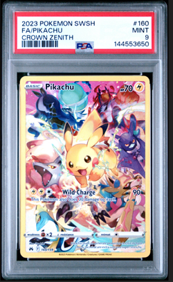 2023 POKEMON SWORD & SHIELD CROWN ZENITH #160 FULL ART/PIKACHU PSA 9 MINT - Image 1