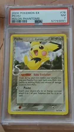Pokemon Pichu EX Delta Species 76/110 Holon Phantoms Regular PSA 7 2006 - Image 1