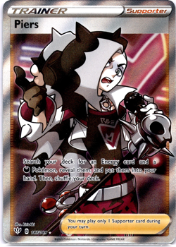 Pokemon TCG Piers 187/189 Darkness Ablaze Full Art Holo Rare Near Mint - Image 1