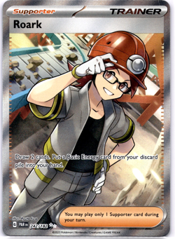 Pokemon TCG Roark 242/182 SV04 Paradox Rift Trainer Holo Rare Near Mint - Image 1