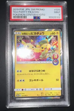PSA 9 TEA PARTY PIKACHU HOLO 325/SM-P PROMO POKEMON CENTER KYOTO JAPANESE 2019! - Image 5