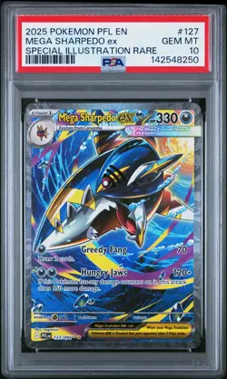 2025 Pokemon Phantasmal Flames Mega Sharpedo EX Special Ill Rare PSA 10 #127 SIR - Image 1