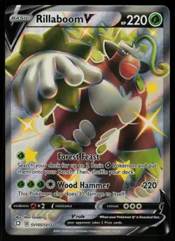 Rillaboom V SV105/SV122 - Pokemon Shining Fates Shiny Vault - Holo Rare (NM) - Image 1