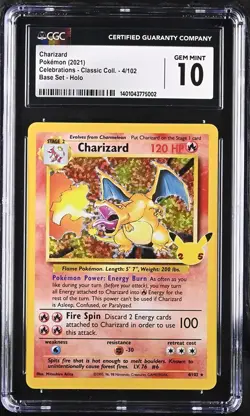 Pokemon TCG Charizard 4/102 Holo Rare CGC Gem Mint 10 Celebrations - Image 1