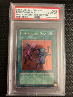 PSA 10 Delinquent Duo 1st Edition MRL-039 Magic Ruler Yu-Gi-Oh! 2002 - Image 1