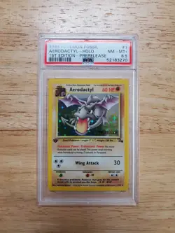 Pokemon PSA 8.5 NM-MINT+ 1999 Aerodactyl Prerelease 1st Edition Fossil Holo Card - Image 1