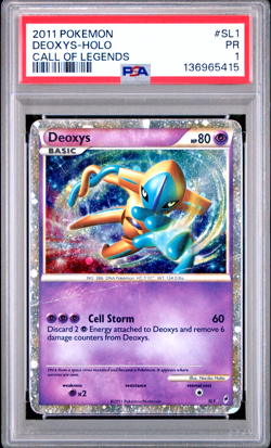 HUGE SWIRL PSA 1 2011 Pokemon Call of Legends SHINY Deoxys Holo Foil Rare SL1 - Image 1