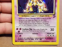 Pokemon TCG ALAKAZAM 1/130 ☆ HOLO WITH SWIRL 🌀 BASE SET 2 NM/LP - Image 5