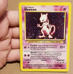 Pokemon TCG Mewtwo 10/130☆ Holo Rare Base Set 2 Vintage LP - Image 1