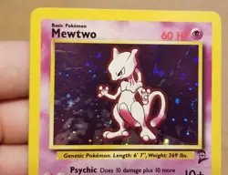 Pokemon TCG Mewtwo 10/130☆ Holo Rare Base Set 2 Vintage LP - Image 4