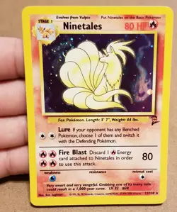 Pokemon TCG Ninetales 13/130 ☆ Holo Rare W/Swirl 🌀Base Set 2 Vintage LP - Image 1