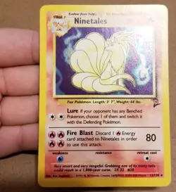 Pokemon TCG Ninetales 13/130 ☆ Holo Rare W/Swirl 🌀Base Set 2 Vintage LP - Image 2