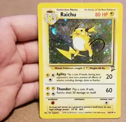 Pokemon TCG Raichu 16/130 ☆ Holo W/Swirl 🌀 Base Set 2 Vintage LP - Image 1