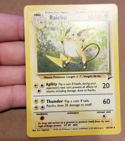 Pokemon TCG Raichu 16/130 ☆ Holo W/Swirl 🌀 Base Set 2 Vintage LP - Image 2
