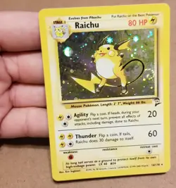 Pokemon TCG Raichu 16/130 ☆ Holo W/Swirl 🌀 Base Set 2 Vintage LP - Image 3