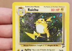 Pokemon TCG Raichu 16/130 ☆ Holo W/Swirl 🌀 Base Set 2 Vintage LP - Image 4