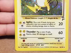 Pokemon TCG Raichu 16/130 ☆ Holo W/Swirl 🌀 Base Set 2 Vintage LP - Image 5