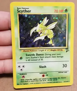 Pokemon TCG Scyther 17/130 ☆ Rare HOLO Base Set 2 Vintage NM/LP - Image 3