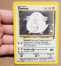 Pokemon TCG Chansey 3/130 ☆ Holo Rare W/Swirl 🌀 Base Set 2 LP - Image 1