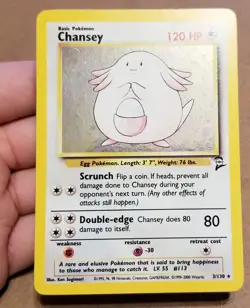 Pokemon TCG Chansey 3/130 ☆ Holo Rare W/Swirl 🌀 Base Set 2 LP - Image 2