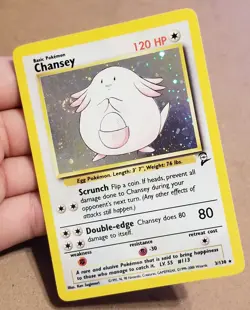 Pokemon TCG Chansey 3/130 ☆ Holo Rare W/Swirl 🌀 Base Set 2 LP - Image 3