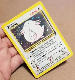 Pokemon TCG Chansey 3/130 ☆ Holo Rare W/Swirl 🌀 Base Set 2 LP - Image 4