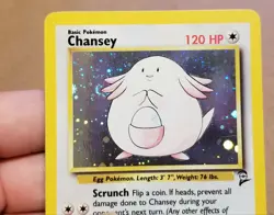 Pokemon TCG Chansey 3/130 ☆ Holo Rare W/Swirl 🌀 Base Set 2 LP - Image 5