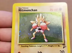 Pokemon TCG Hitmonchan 8/130 ☆ Holo Rare W/Swirl 🌀Base Set 2 VINTAGE LP - Image 2