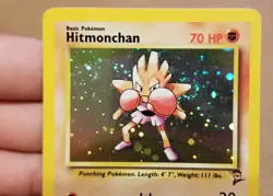 Pokemon TCG Hitmonchan 8/130 ☆ Holo Rare W/Swirl 🌀Base Set 2 VINTAGE LP - Image 3