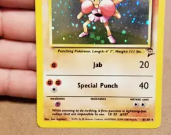 Pokemon TCG Hitmonchan 8/130 ☆ Holo Rare W/Swirl 🌀Base Set 2 VINTAGE LP - Image 4