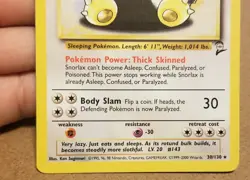 Pokemon TCG Snorlax 30/130 ☆ Rare Base Set 2 Vintage LP - Image 3