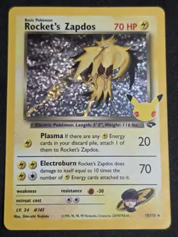 Pokemon Celebrations Rocket's Zapdos 15/132 LP - Image 1