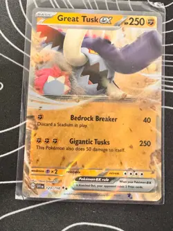Great Tusk ex 123/198 Pokemon Scarlet Violet Rare NM - Image 1