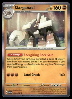 Garganacl #104/182 Holo SV04: Paradox Rift Rare Pokemon - Image 1