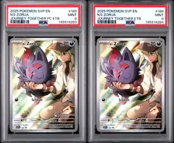 PSA 9 2025 Pokemon Journey Together N's Zorua ETB Promo PC Stamped + Regular Lot - Image 1