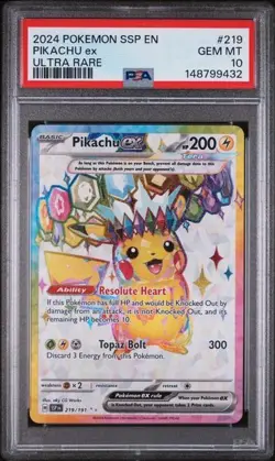 PSA 10 Pikachu EX 219/191 Surging Sparks Pokemon TCG PSA 10 - Image 1