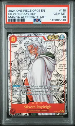 2024 ONE PIECE OP08-TWO LEGENDS MANGA ALTERNATE ART #118 SILVERS RAYLEIGH PSA 10 - Image 1
