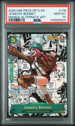 One Piece CCG Jewelry Bonney Manga Alternate Art OP12-118 PSA 10 Gem Mint - Image 1