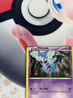 Pokemon Card - Error Miscut Woobat Swirlix !!! McDonald's Promo 1/1 Error - Image 2