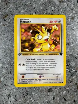 Pokemon TCG Cards 1st Edition Meowth 62/82 Team Rocket - Image 1